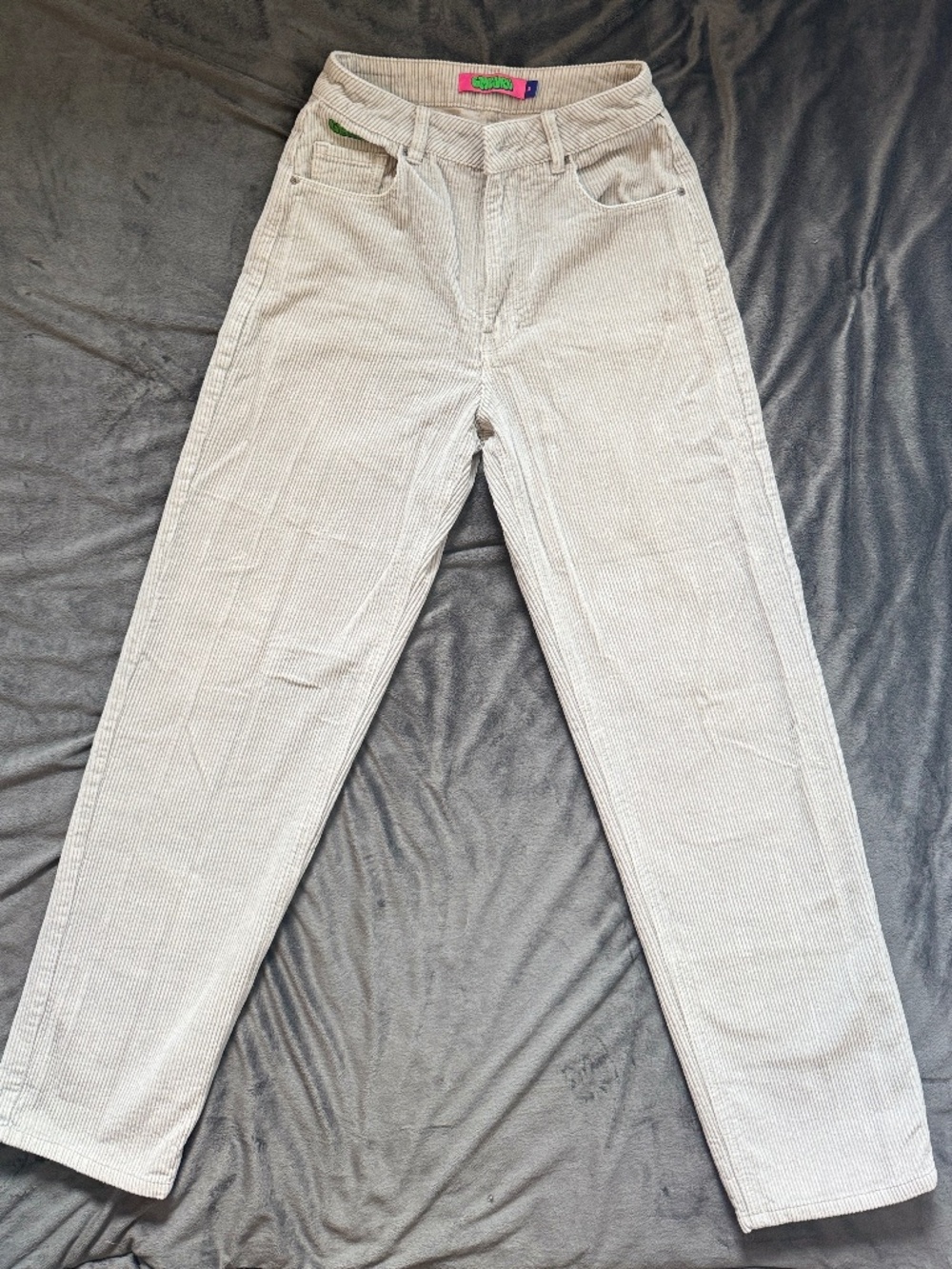 Empyre Cream Corduroy Pants Size 2 High Rise Baggy Skate Y2K